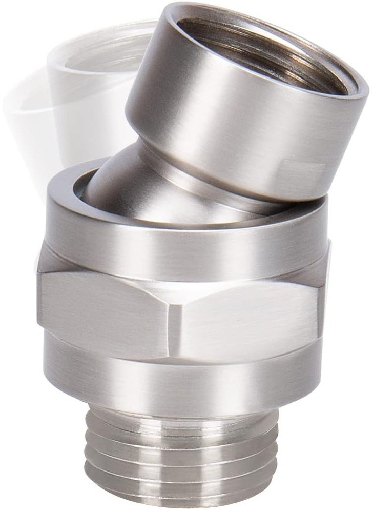 Shower Head Swivel Ball Adapter - Solid Brass Shower Connector Ball Joint Adjustable Universal Shower Arm Extension Component (Brushed Nickel) - Image 1